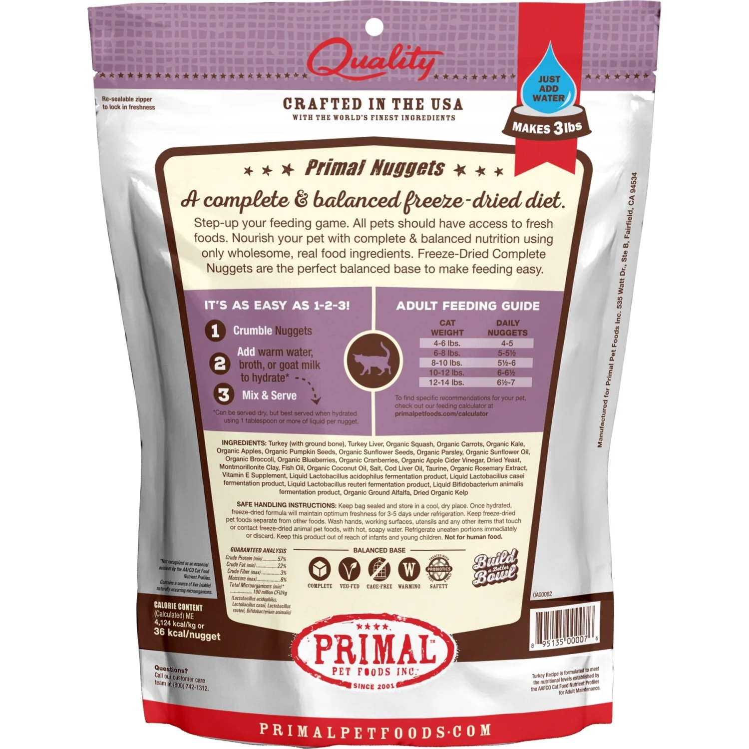 Primal Turkey Formula Nuggets Grain-Free Raw Freeze-Dried Cat Food 4 Primal Turkey Formula Nuggets Grain-Free Raw Freeze-Dried Cat Food - Image 2