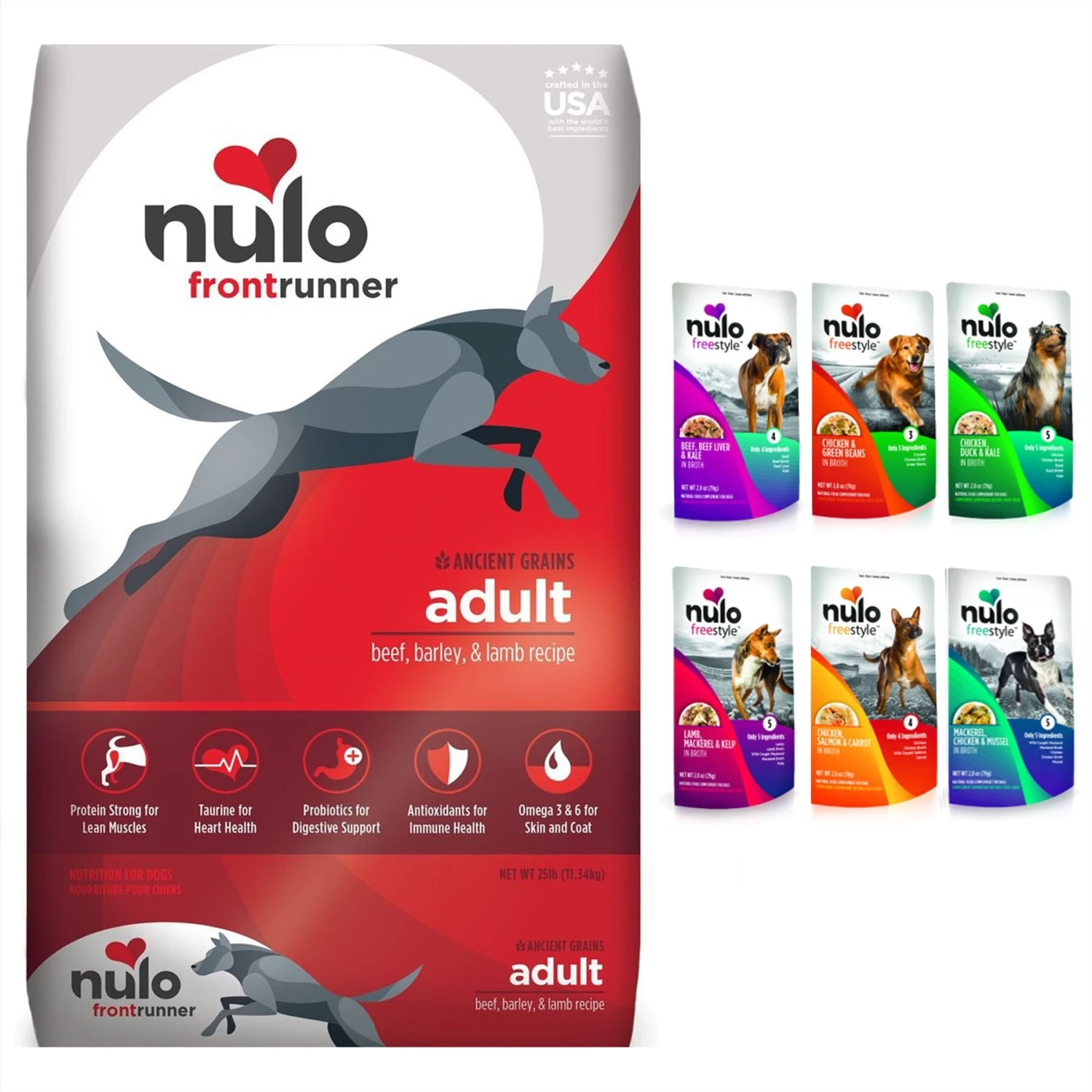 Nulo Frontrunner Ancient Grain Beef, Barley & Lamb Adult Dry Dog Food & Nulo FreeStyle Variety Pack Dog Food Topper 3 Nulo Frontrunner Ancient Grain Beef, Barley & Lamb Adult Dry Dog Food & Nulo FreeStyle Variety Pack Dog Food Topper