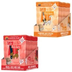 Weruva Cats In The Kitchen Mack, Jack & Sam Salmon, Mackerel & Tuna Recipe Grain-Free Cat Food Pouches & Weruva Cats In The Kitchen Pumpkin Jack Splash Tuna In Pumpkin Soup Grain-Free Cat Food Pouches