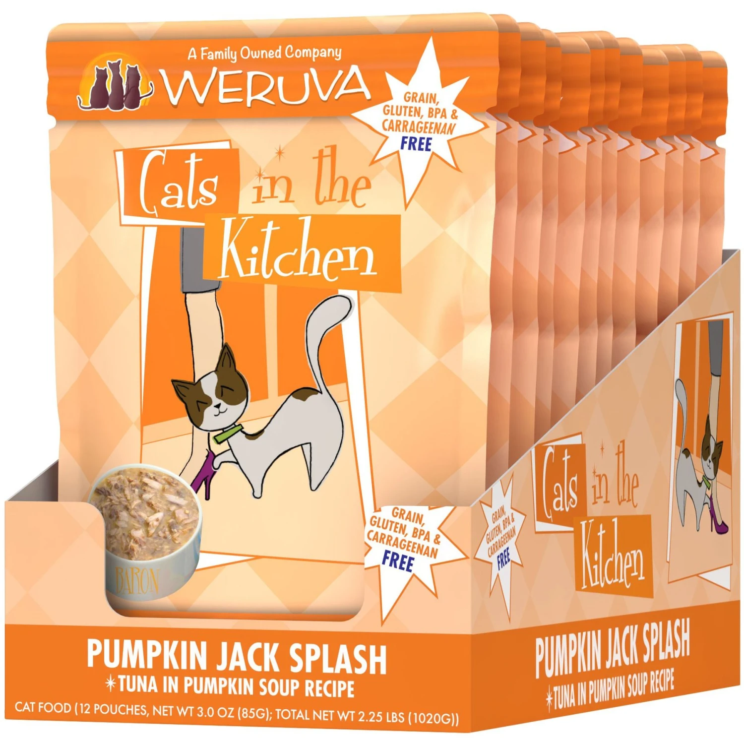 Weruva Cats In The Kitchen Pumpkin Jack Splash Tuna In Pumpkin Soup Grain-Free Cat Food Pouches & Weruva Cats In The Kitchen 1 If By Land, 2 If By Sea Tuna, Beef & Salmon Recipe Grain-Free Cat Food Pouches 4 Weruva Cats In The Kitchen Pumpkin Jack Splash Tuna In Pumpkin Soup Grain-Free Cat Food Pouches & Weruva Cats In The Kitchen 1 If By Land, 2 If By Sea Tuna, Beef & Salmon Recipe Grain-Free Cat Food Pouches - Image 2