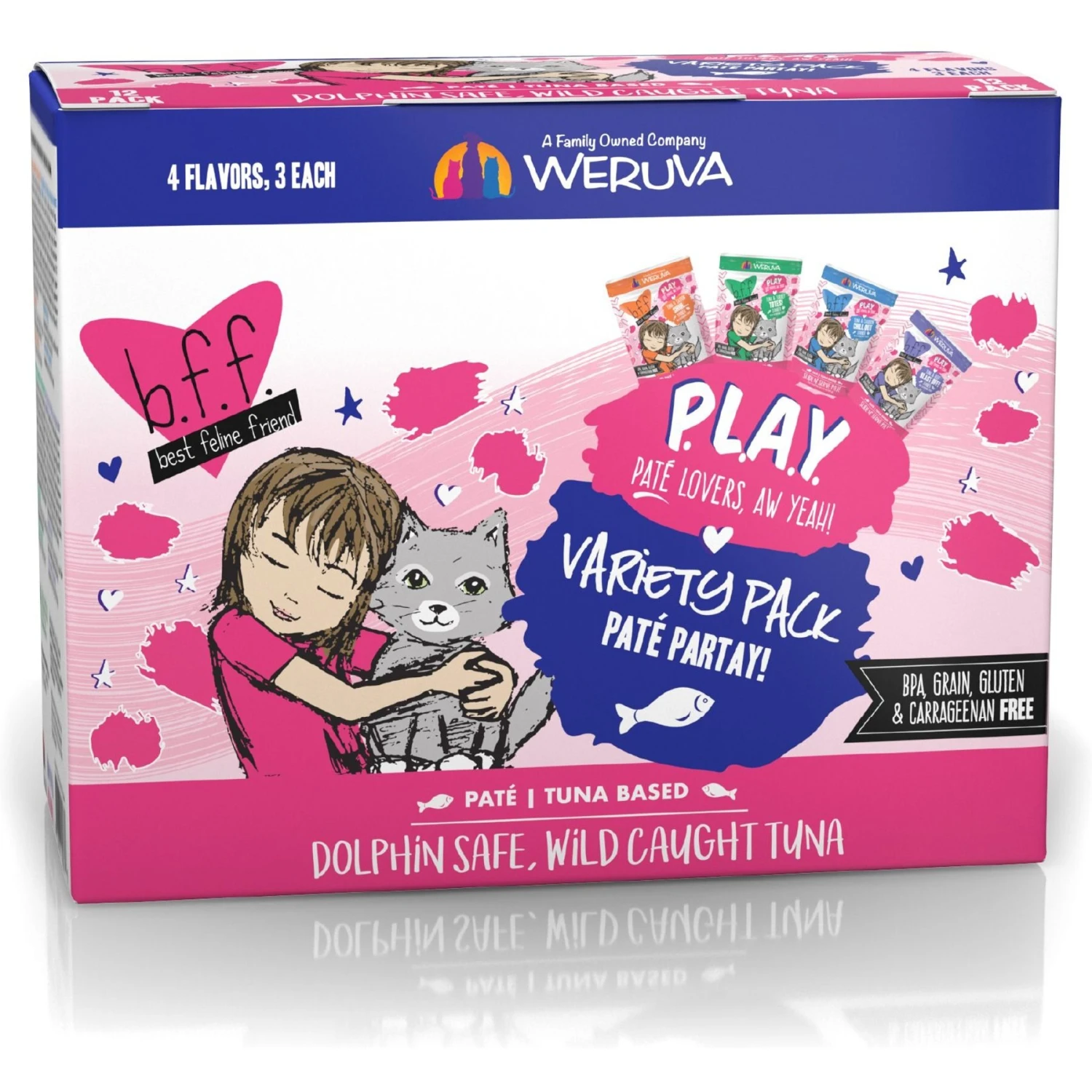 Weruva Best Feline Friend Paté Lovers, Aw Yeah! Paté Jamboree! Variety Pack Grain-Free Wet Cat Food, 2.8-oz Pouch, Case Of 12 & BFF Play Pate Lovers Pate Partay Variety Pack Wet Cat Food, 3-oz Pouch, Pack Of 12 8 Weruva Best Feline Friend Paté Lovers, Aw Yeah! Paté Jamboree! Variety Pack Grain-Free Wet Cat Food, 2.8-oz Pouch, Case Of 12 & BFF Play Pate Lovers Pate Partay Variety Pack Wet Cat Food, 3-oz Pouch, Pack Of 12 - Image 6
