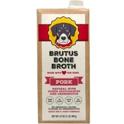 Brutus Broth Pork Flavored Grain-Free Bone Broth Dog Food Topping, 32-oz