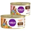 Halo Adult Grain-Free Pate Chicken Recipe In Broth Wet Cat Food & Halo Salmon Stew Grain-Free Adult Canned Cat Food