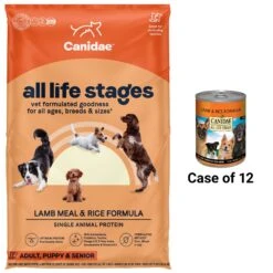 CANIDAE All Life Stages Lamb Meal & Rice Formula Dry Dog Food & CANIDAE All Life Stages Lamb & Rice Formula Canned Dog Food