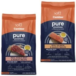 CANIDAE PURE With Wholesome Grains Real Beef & Barley Recipe Adult Dry Dog Food & CANIDAE PURE With Wholesome Grains Real Salmon & Barley Recipe Adult Dry Dog Food