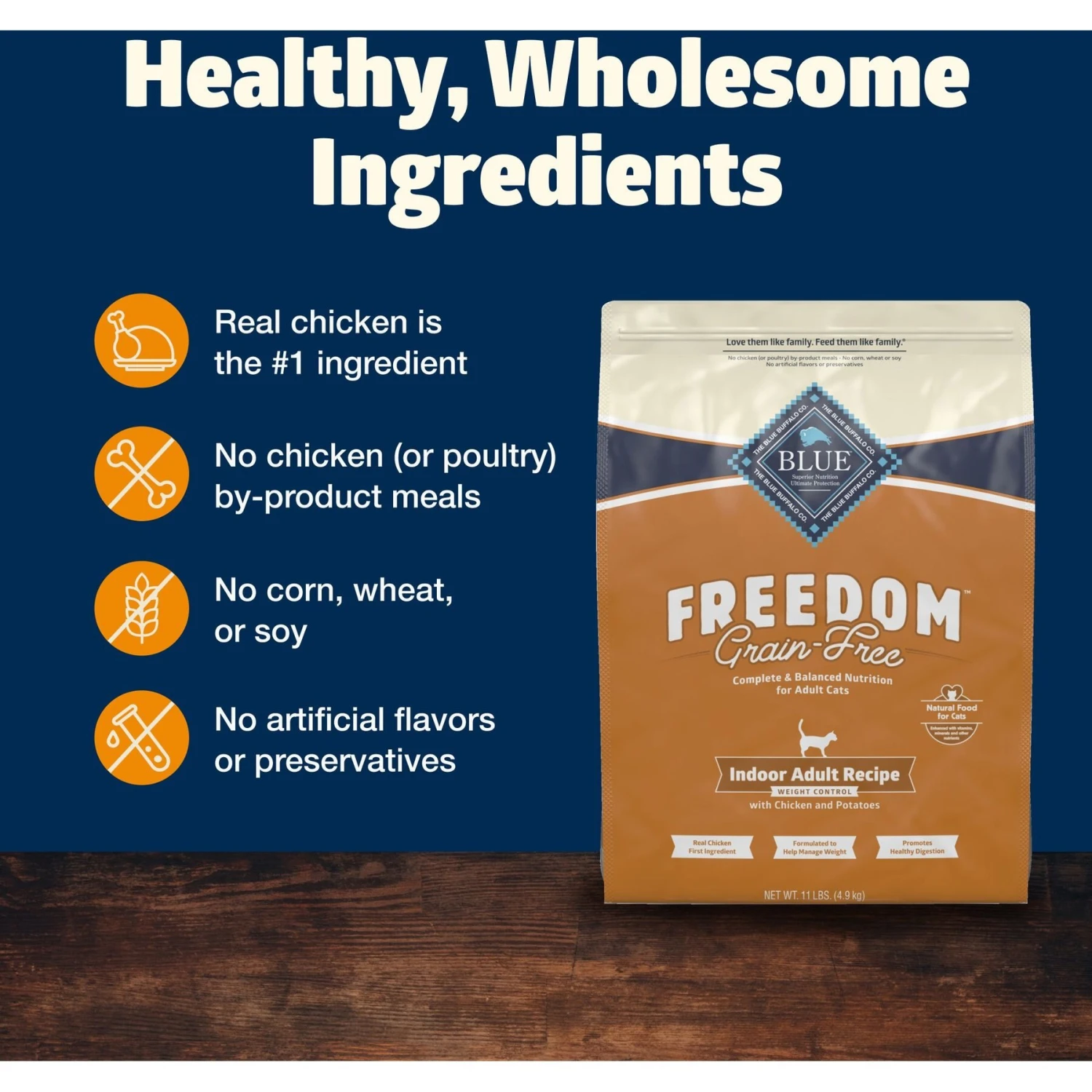 Blue Buffalo Freedom Indoor Weight Control Chicken Recipe Grain-Free Dry Cat Food 7 Blue Buffalo Freedom Indoor Weight Control Chicken Recipe Grain-Free Dry Cat Food - Image 5