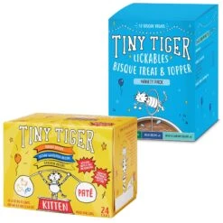 Tiny Tiger, Kitten Classic, Variety Pack, Whitefish & Poultry Pate Recipe, Canned Cat Food & Tiny Tiger, Lickables, Variety Pack, Bisque Cat Treat & Topper