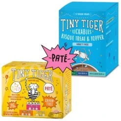 Tiny Tiger Pate Beef & Poultry Recipes Variety Pack Grain-Free Canned Cat Food & Tiny Tiger, Lickables, Variety Pack, Bisque Cat Treat & Topper