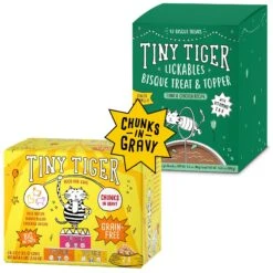 Tiny Tiger Chunks In Gravy Beef & Poultry Recipes Variety Pack Grain-Free Canned Cat Food & Tiny Tiger Lickables, Senior Formula, Tuna & Chicken Recipe, Bisque Cat Treat & Topper