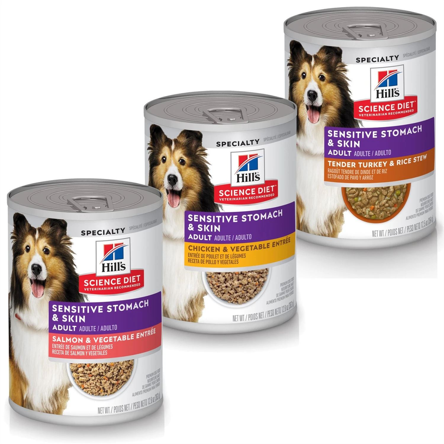 Hill's Science Diet Adult Sensitive Stomach & Skin Chicken & Vegetable Entrée Canned Dog Food + 2 Items 3 Hill's Science Diet Adult Sensitive Stomach & Skin Chicken & Vegetable Entrée Canned Dog Food + 2 Items