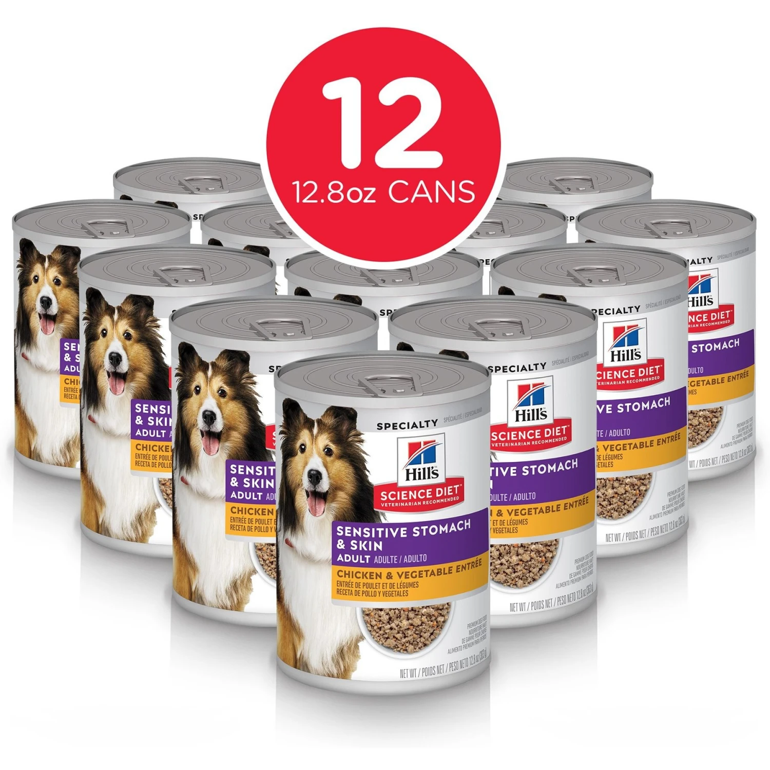 Hill's Science Diet Adult Sensitive Stomach & Skin Chicken & Vegetable Entrée Canned Dog Food + 2 Items 8 Hill's Science Diet Adult Sensitive Stomach & Skin Chicken & Vegetable Entrée Canned Dog Food + 2 Items - Image 6