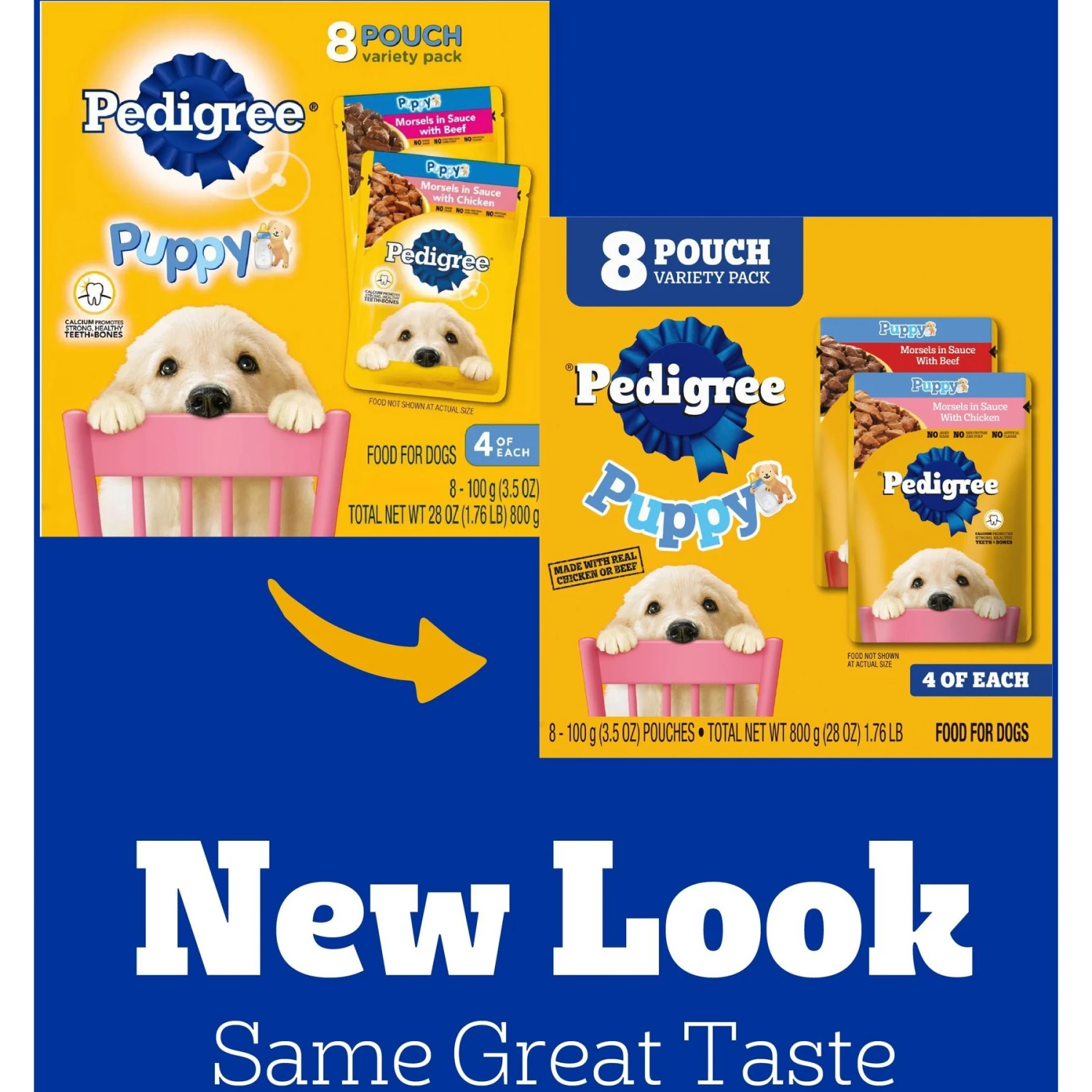 Pedigree Puppy Variety Pack Morsels In Sauce With Beef & Chicken Wet Dog Food Pouches 4 Pedigree Puppy Variety Pack Morsels In Sauce With Beef & Chicken Wet Dog Food Pouches - Image 2