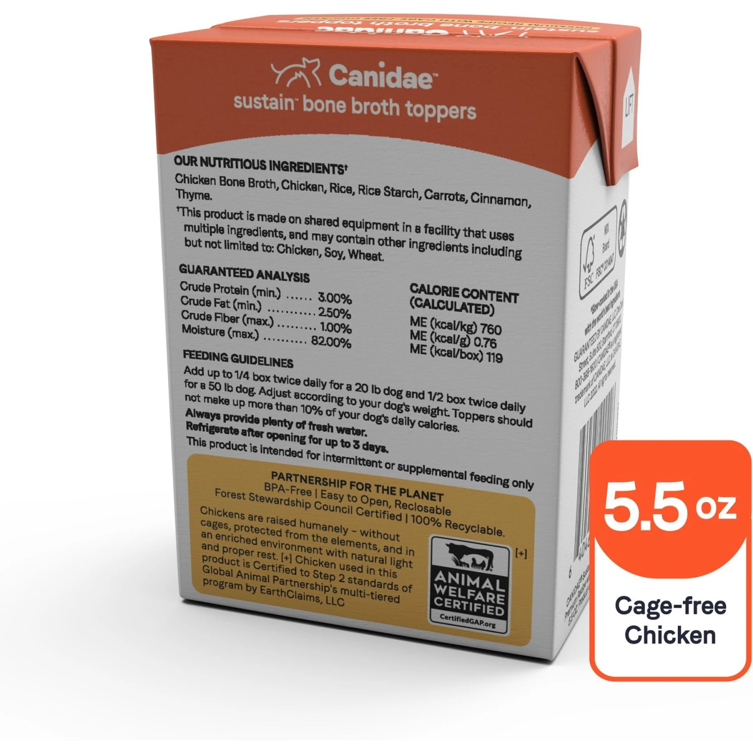 CANIDAE Sustain Bone Broth Toppers Premium Recipe With Cage-Free Chicken Dog Food Topper, 5.5-oz, Case Of 12 4 CANIDAE Sustain Bone Broth Toppers Premium Recipe With Cage-Free Chicken Dog Food Topper, 5.5-oz, Case Of 12 - Image 2