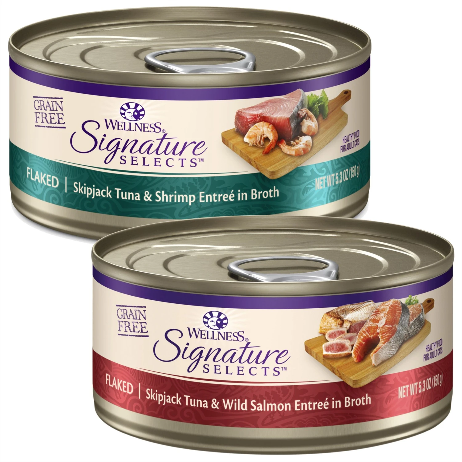 Wellness CORE Signature Selects Flaked Skipjack Tuna & Shrimp Entree In Broth Grain-Free Natural Canned Cat Food & Wellness CORE Signature Selects Flaked Skipjack Tuna & Wild Salmon Entree In Broth Grain-Free Canned Cat Food 3 Wellness CORE Signature Selects Flaked Skipjack Tuna & Shrimp Entree In Broth Grain-Free Natural Canned Cat Food & Wellness CORE Signature Selects Flaked Skipjack Tuna & Wild Salmon Entree In Broth Grain-Free Canned Cat Food