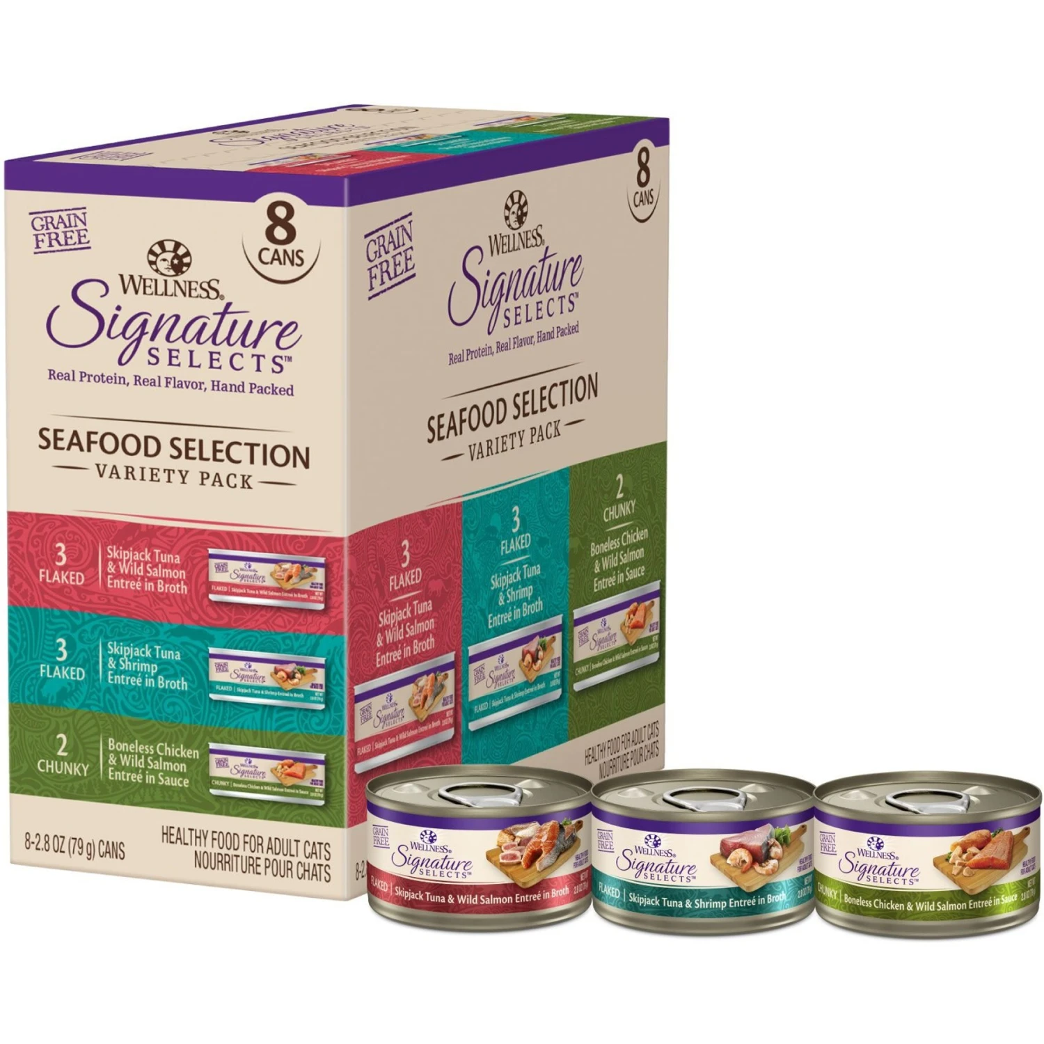 Wellness CORE Signature Selects Seafood Selection Variety Pack Canned Cat Food, 2.8-oz, Case Of 8 & Wellness CORE Signature Selects Poultry Selection Variety Pack Canned Cat Food 4 Wellness CORE Signature Selects Seafood Selection Variety Pack Canned Cat Food, 2.8-oz, Case Of 8 & Wellness CORE Signature Selects Poultry Selection Variety Pack Canned Cat Food - Image 2