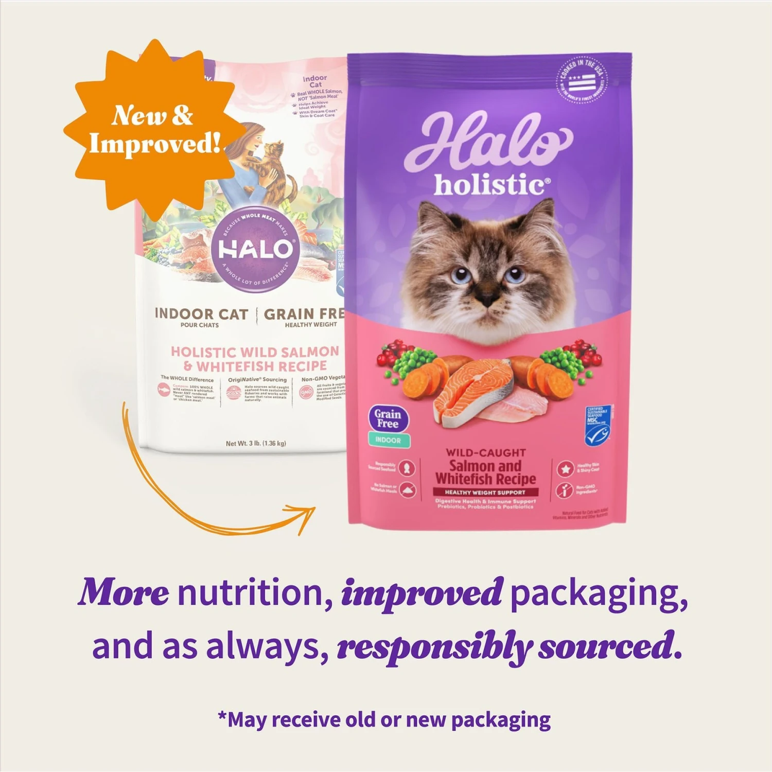 Halo Holistic Indoor Wild-Caught Salmon & Whitefish Recipe Complete Digestive Health & Healthy Weight Support Grain-Free Adult Dry Cat Food 4 Halo Holistic Indoor Wild-Caught Salmon & Whitefish Recipe Complete Digestive Health & Healthy Weight Support Grain-Free Adult Dry Cat Food - Image 2