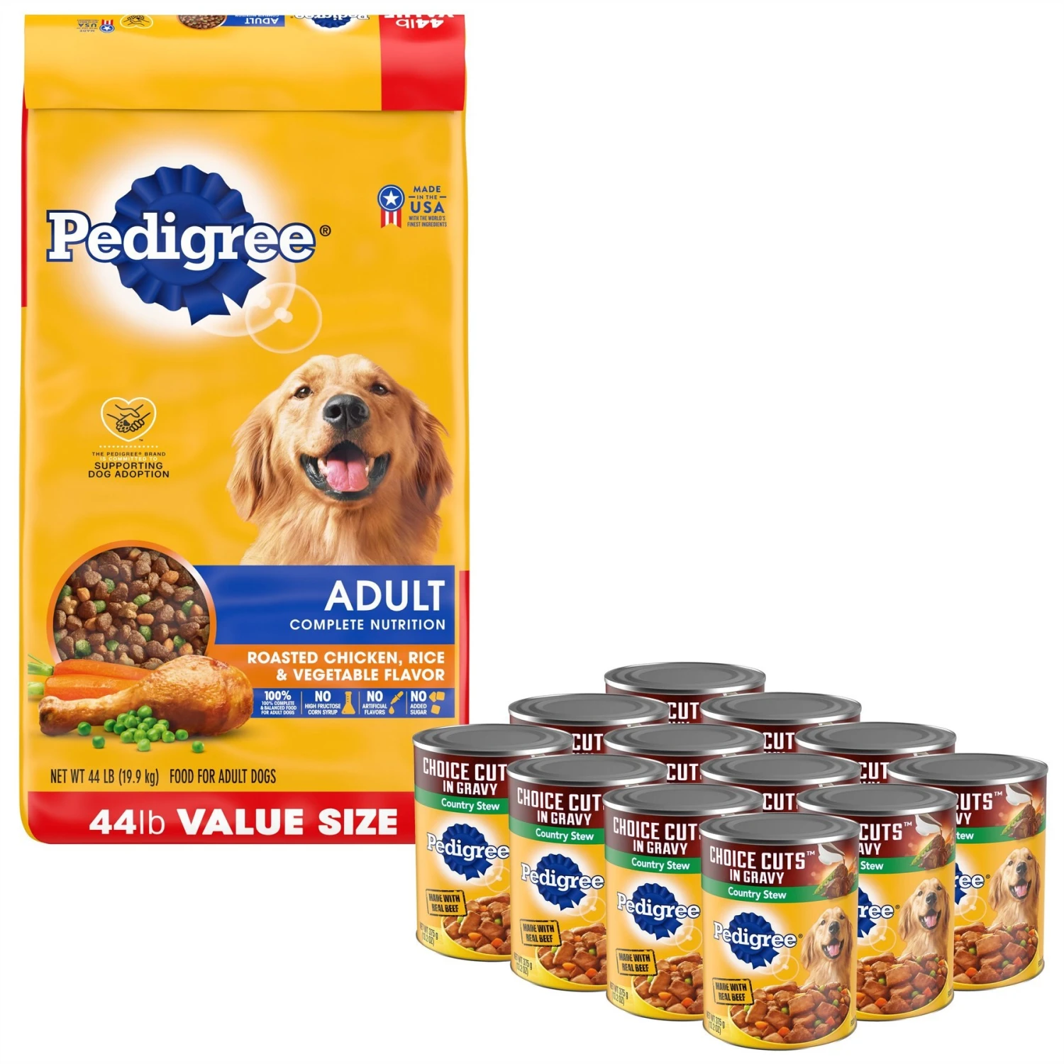 Pedigree Choice Cuts In Gravy Country Stew Adult Canned Wet Dog Food & Pedigree Complete Nutrition Roasted Chicken, Rice & Vegetable Flavor Dog Kibble Adult Dry Dog Food 3 Pedigree Choice Cuts In Gravy Country Stew Adult Canned Wet Dog Food & Pedigree Complete Nutrition Roasted Chicken, Rice & Vegetable Flavor Dog Kibble Adult Dry Dog Food