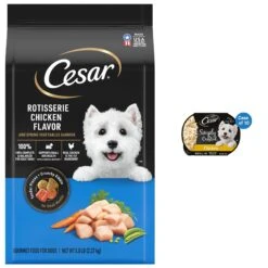 Cesar Simply Crafted Chicken Limited-Ingredient Wet Dog Food Topper & Cesar Rotisserie Chicken Flavor & Spring Vegetables Garnish Small Breed Dry Dog Food