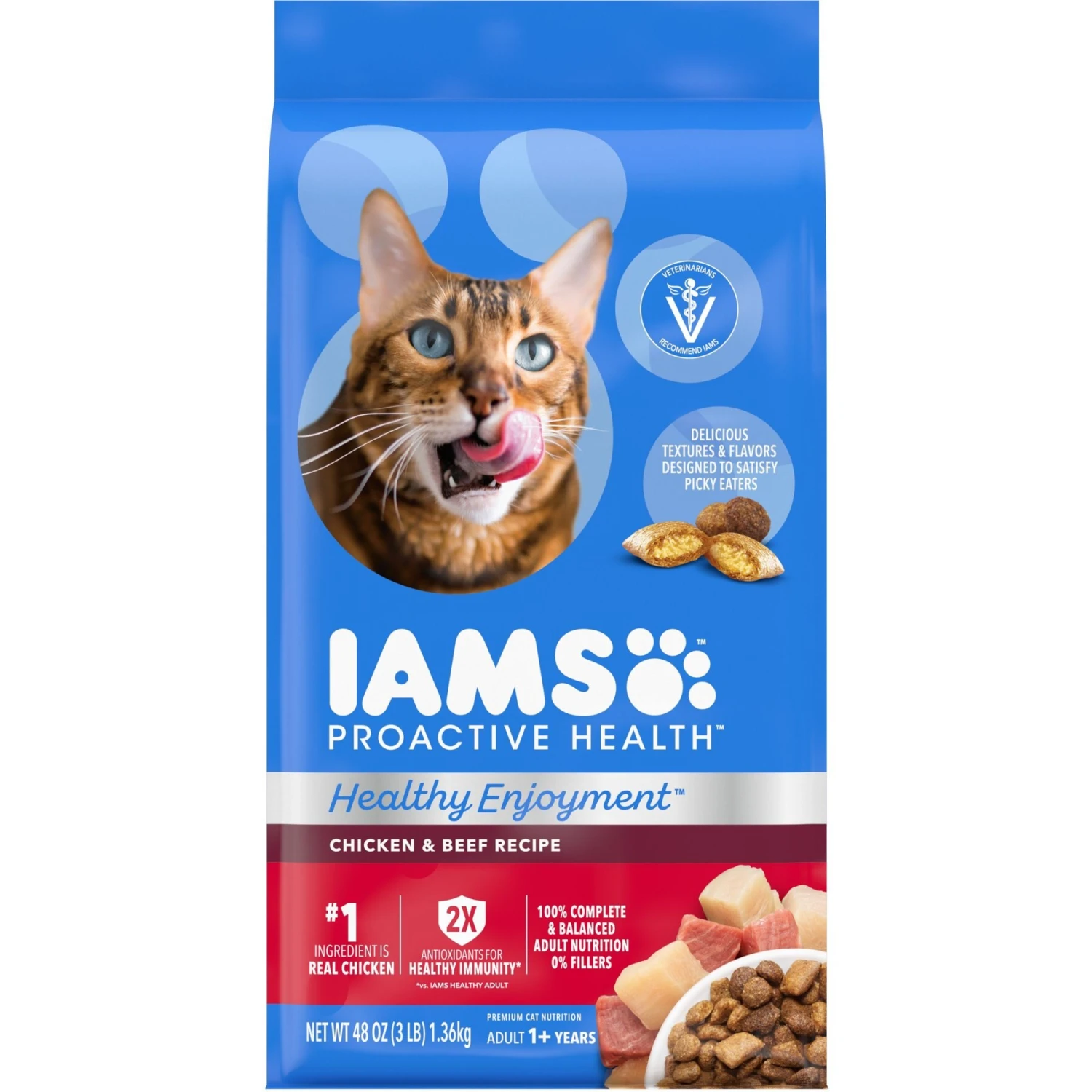 Iams Proactive Health Healthy Enjoyment Immune Support Chicken & Beef Adult Dry Cat Food 3 Iams Proactive Health Healthy Enjoyment Immune Support Chicken & Beef Adult Dry Cat Food
