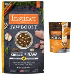 Instinct Raw Boost Grain-Free Recipe With Real Chicken & Freeze-Dried Raw Pieces Dry Dog Food & Instinct Freeze-Dried Raw Boost Mixers Grain-Free Gut Health Recipe Dog Food Topper