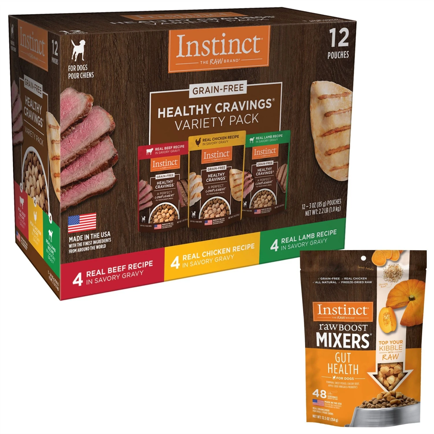 Instinct Freeze-Dried Raw Boost Mixers Grain-Free Gut Health Recipe Dog Food Topper & Instinct Healthy Cravings Grain-Free Cuts & Gravy Recipe Variety Pack Wet Dog Food Topper 3 Instinct Freeze-Dried Raw Boost Mixers Grain-Free Gut Health Recipe Dog Food Topper & Instinct Healthy Cravings Grain-Free Cuts & Gravy Recipe Variety Pack Wet Dog Food Topper