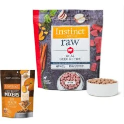 Instinct Frozen Raw Bites Grain-Free Real Beef Recipe Dog Food & Instinct Freeze-Dried Raw Boost Mixers Grain-Free Gut Health Recipe Dog Food Topper