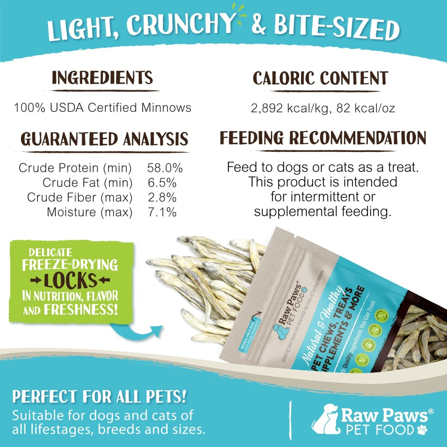 Raw Paws Freeze-Dried Smelt Minnows Dog & Cat Treats 5 Raw Paws Freeze-Dried Smelt Minnows Dog & Cat Treats - Image 3