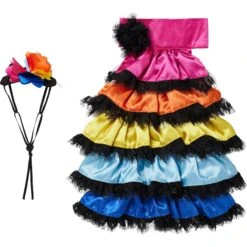 Frisco Ruffle Party Dog & Cat Dress + Headpiece -Blue Buffalo Shop 707350 PT4. AC SS1800 V1689350668