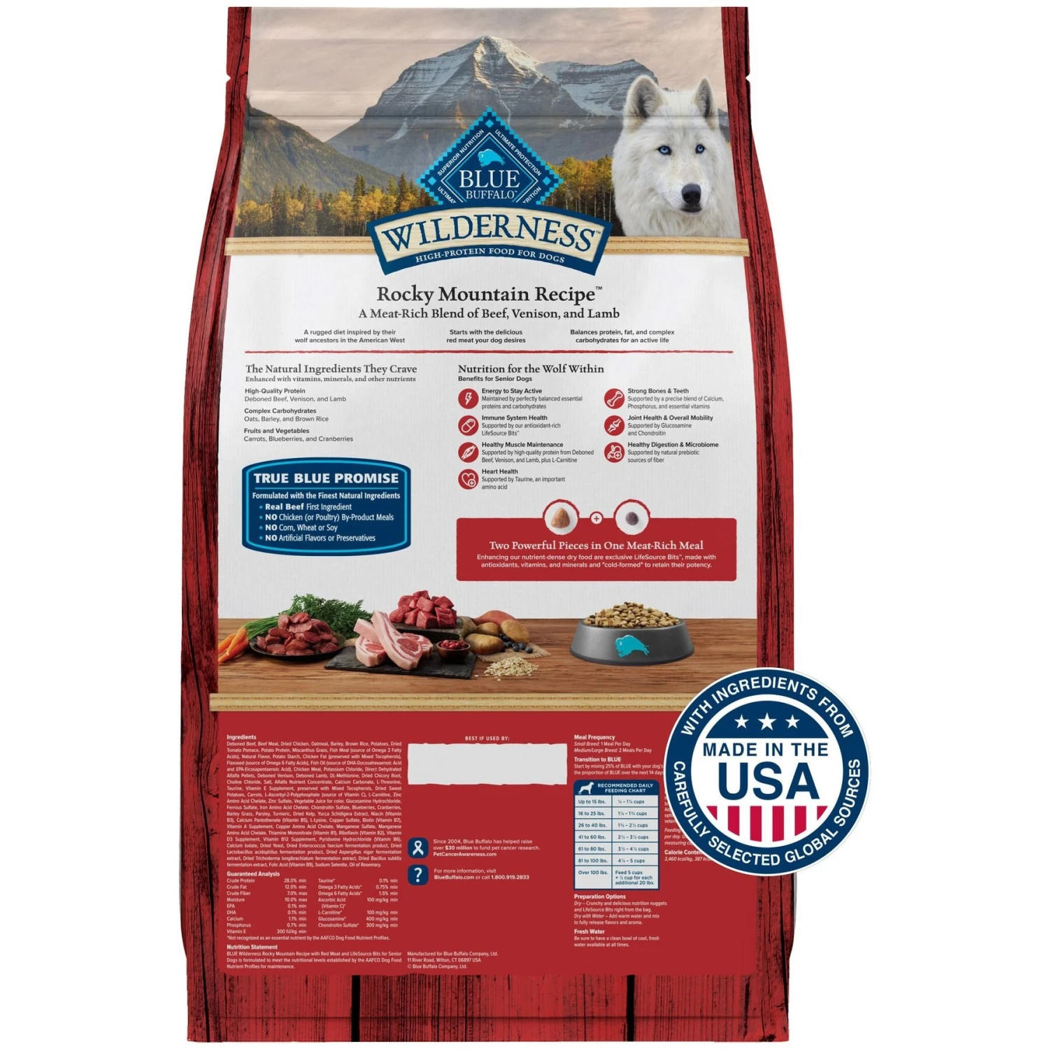 Blue Buffalo Wilderness Rocky Mountain Recipe Senior High Protein Natural Red Meat & Grain Dry Dog Food, 28-lb Bag 4 Blue Buffalo Wilderness Rocky Mountain Recipe Senior High Protein Natural Red Meat & Grain Dry Dog Food, 28-lb Bag - Image 2