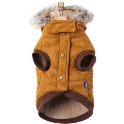 Frisco Heavy Weight Lux Corduroy Insulated Dog & Cat Coat With Fur Trimmed Hood -Blue Buffalo Shop 719966 PT4. AC SS1800 V1692978846