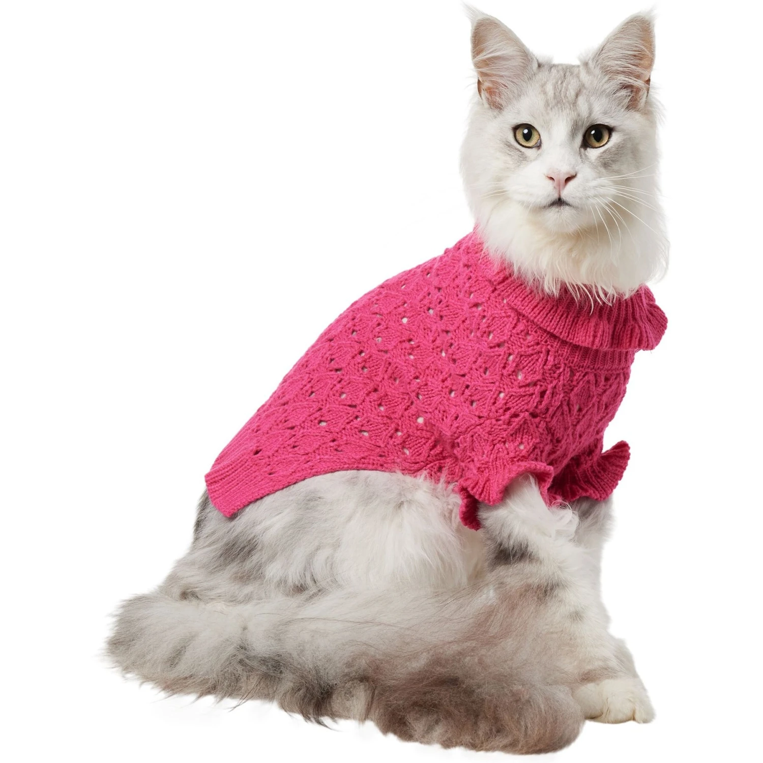 Frisco Ruffle Knit Pointelle Dog & Cat Turtleneck Sweater 3 Frisco Ruffle Knit Pointelle Dog & Cat Turtleneck Sweater