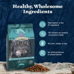 Blue Buffalo Wilderness Large Breed Adult High Protein Natural Salmon & Wholesome Grains Dry Dog Food, 28-lb Bag -Blue Buffalo Shop 735518 PT5. AC SS1800 V1694547713