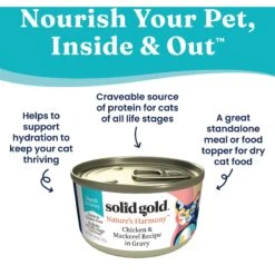 Solid Gold Nature's Harmony Chicken & Mackerel Recipe In Gravy Grain-Free Wet Cat Food, 2.8-oz Can, 24 Count 11 Solid Gold Nature's Harmony Chicken & Mackerel Recipe In Gravy Grain-Free Wet Cat Food, 2.8-oz Can, 24 Count -Blue Buffalo Shop 739174 PT2. AC SS1800 V1670946855