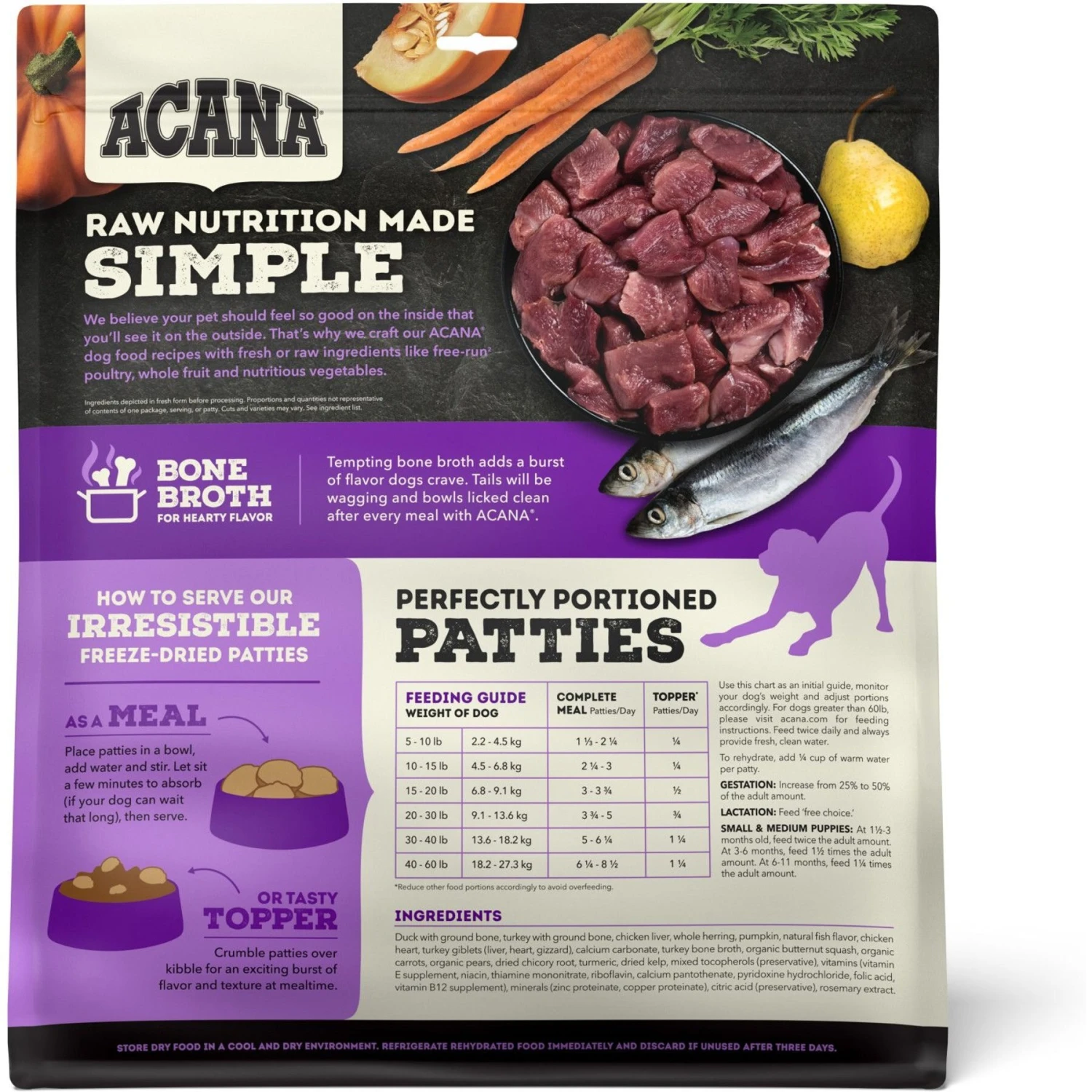 ACANA Duck Recipe Patties Grain-Free Freeze-Dried Dog Food & Topper, 14-oz Bag 5 ACANA Duck Recipe Patties Grain-Free Freeze-Dried Dog Food & Topper, 14-oz Bag - Image 3
