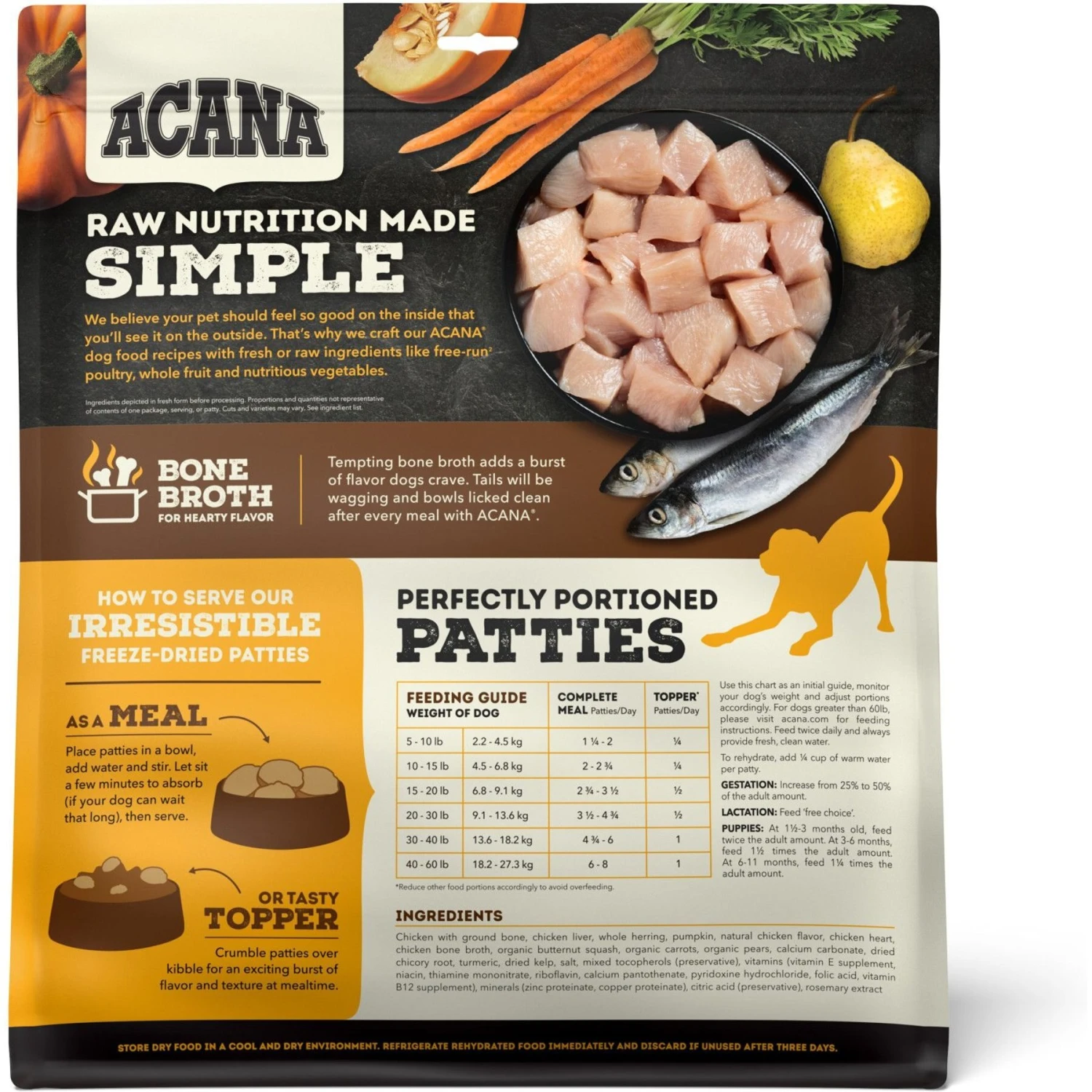 ACANA Chicken Recipe Patties Grain-Free Freeze-Dried Dog Food & Topper, 14-oz Bag 5 ACANA Chicken Recipe Patties Grain-Free Freeze-Dried Dog Food & Topper, 14-oz Bag - Image 3