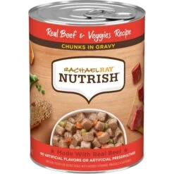Rachael Ray Nutrish Chunks In Gravy Real Beef & Veggies Dog Wet Food, 13-oz Can, 12 Count