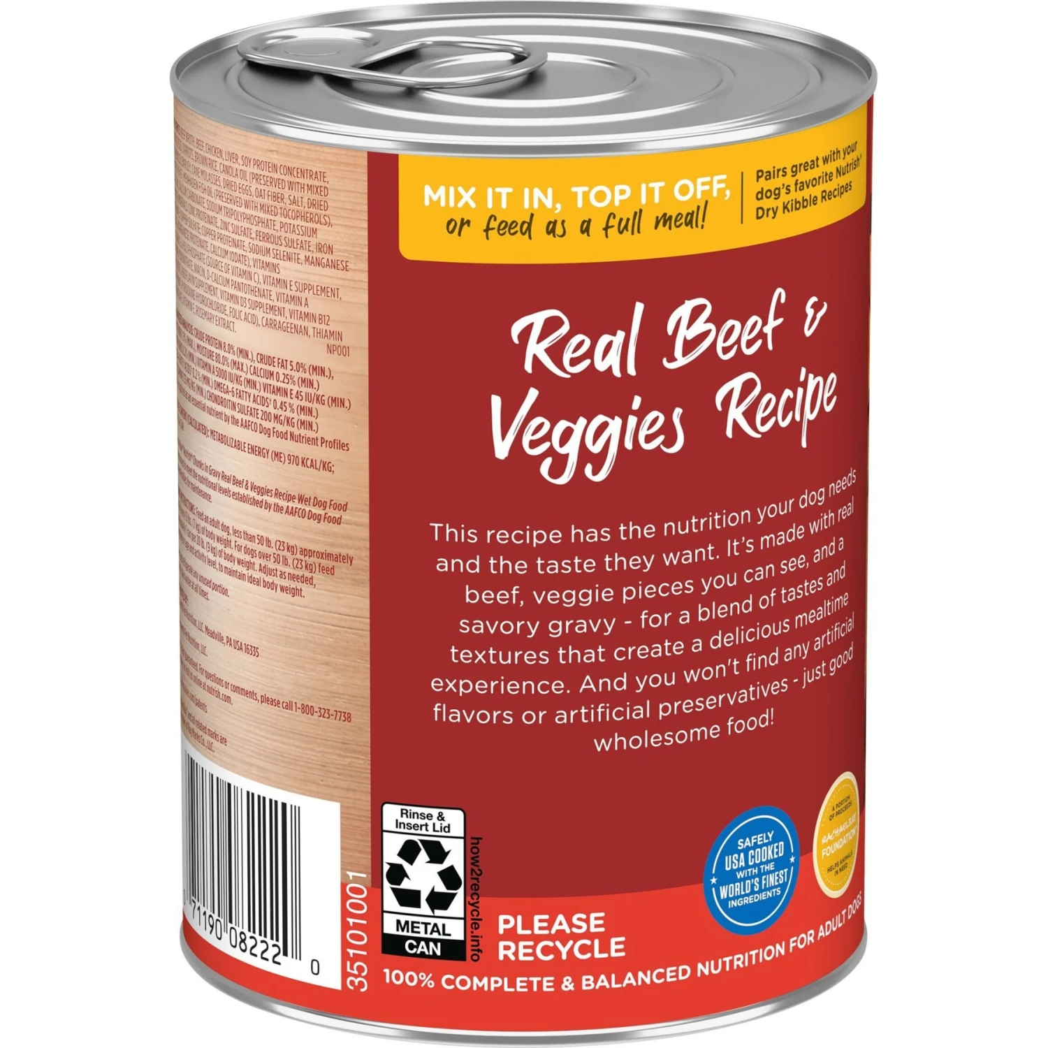Rachael Ray Nutrish Chunks In Gravy Real Beef & Veggies Dog Wet Food, 13-oz Can, 12 Count 4 Rachael Ray Nutrish Chunks In Gravy Real Beef & Veggies Dog Wet Food, 13-oz Can, 12 Count - Image 2