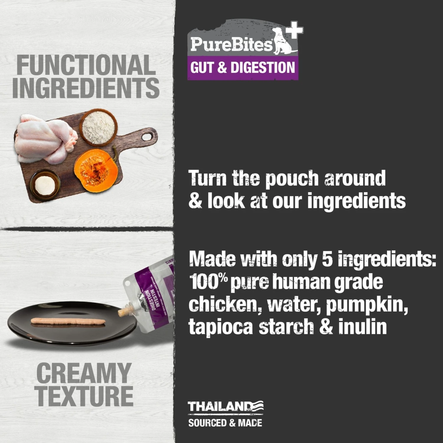 PureBites Plus Squeezables- Gut & Digestion Dog Food Toppings 5 PureBites Plus Squeezables- Gut & Digestion Dog Food Toppings - Image 3