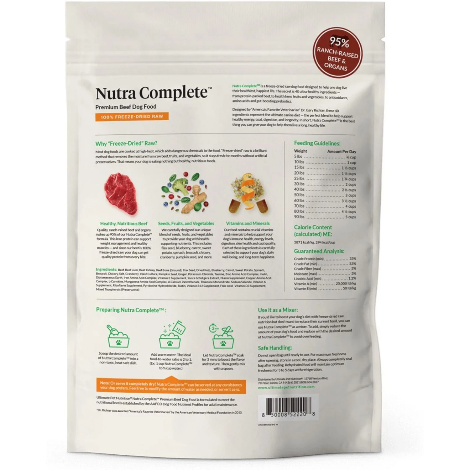 Ultimate Pet Nutrition Nutra Complete Premium Beef Freeze-Dried Raw Dog Food 4 Ultimate Pet Nutrition Nutra Complete Premium Beef Freeze-Dried Raw Dog Food - Image 2