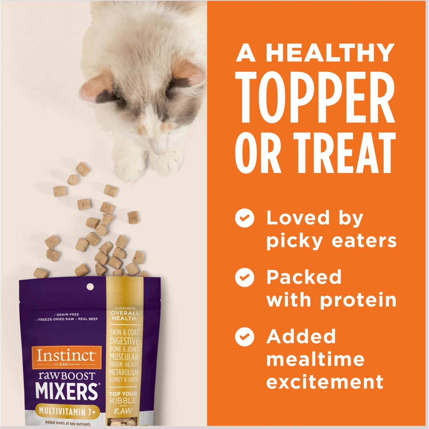 Instinct Boost Mixers Multivitamin Grain-Free Freeze-Dried Raw Adult 7+ Cat Food Topper, 5.5-oz Bag 9 Instinct Boost Mixers Multivitamin Grain-Free Freeze-Dried Raw Adult 7+ Cat Food Topper, 5.5-oz Bag - Image 7