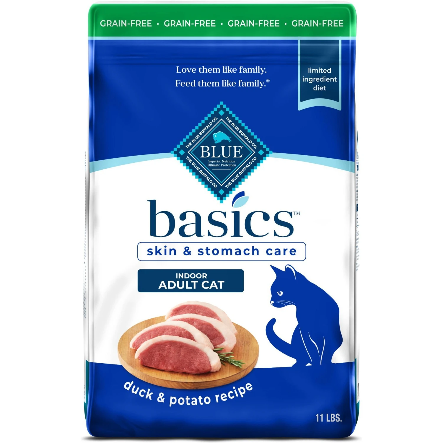 Blue Buffalo Basics Skin & Stomach Care Grain-Free Formula Duck & Potato Indoor Adult Dry Cat Food 3 Blue Buffalo Basics Skin & Stomach Care Grain-Free Formula Duck & Potato Indoor Adult Dry Cat Food