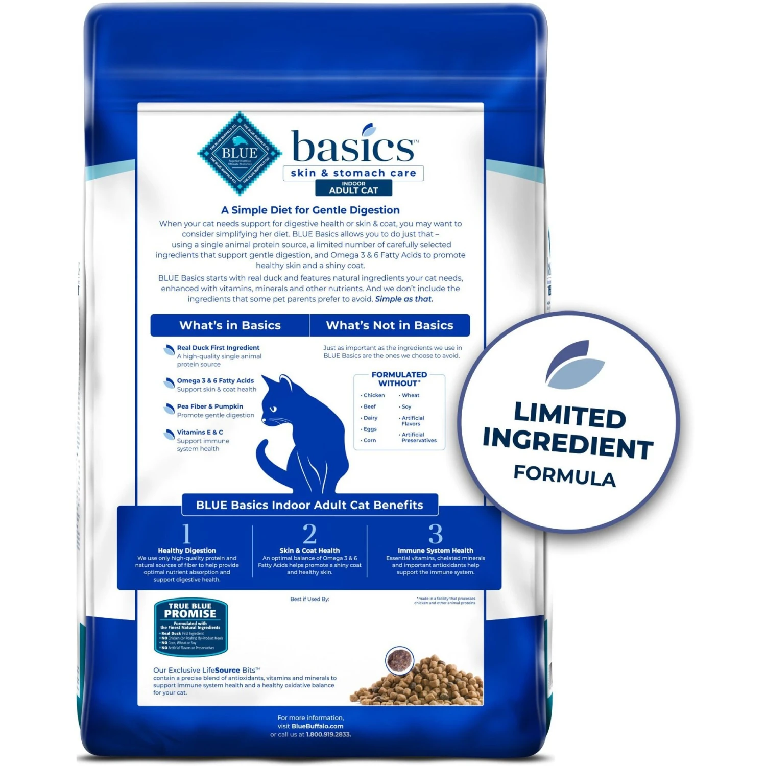 Blue Buffalo Basics Skin & Stomach Care Grain-Free Formula Duck & Potato Indoor Adult Dry Cat Food 4 Blue Buffalo Basics Skin & Stomach Care Grain-Free Formula Duck & Potato Indoor Adult Dry Cat Food - Image 2