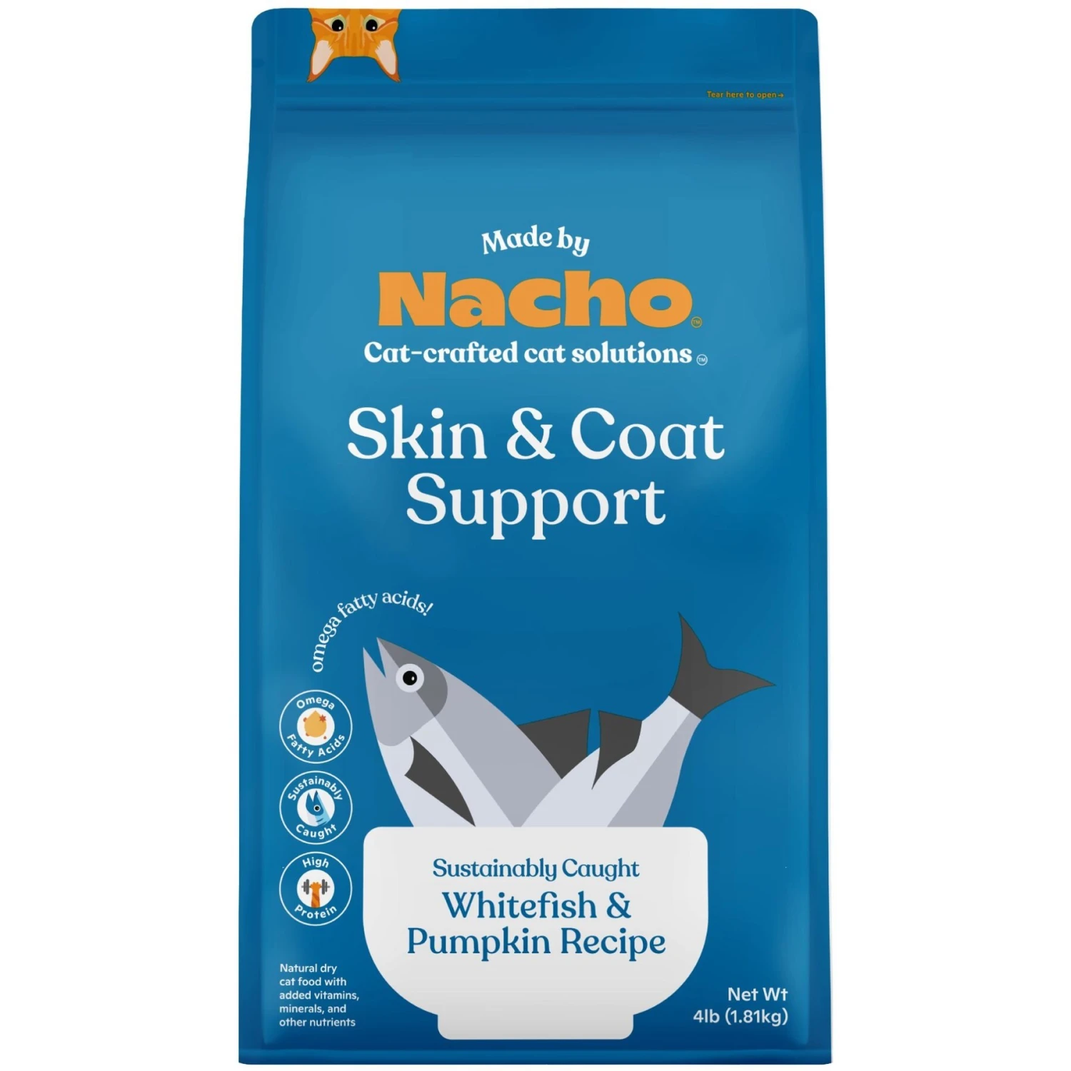 Made By Nacho Skin & Coat Support Sustainably Caught Whitefish & Pumpkin Recipe Dry Cat Food 3 Made By Nacho Skin & Coat Support Sustainably Caught Whitefish & Pumpkin Recipe Dry Cat Food