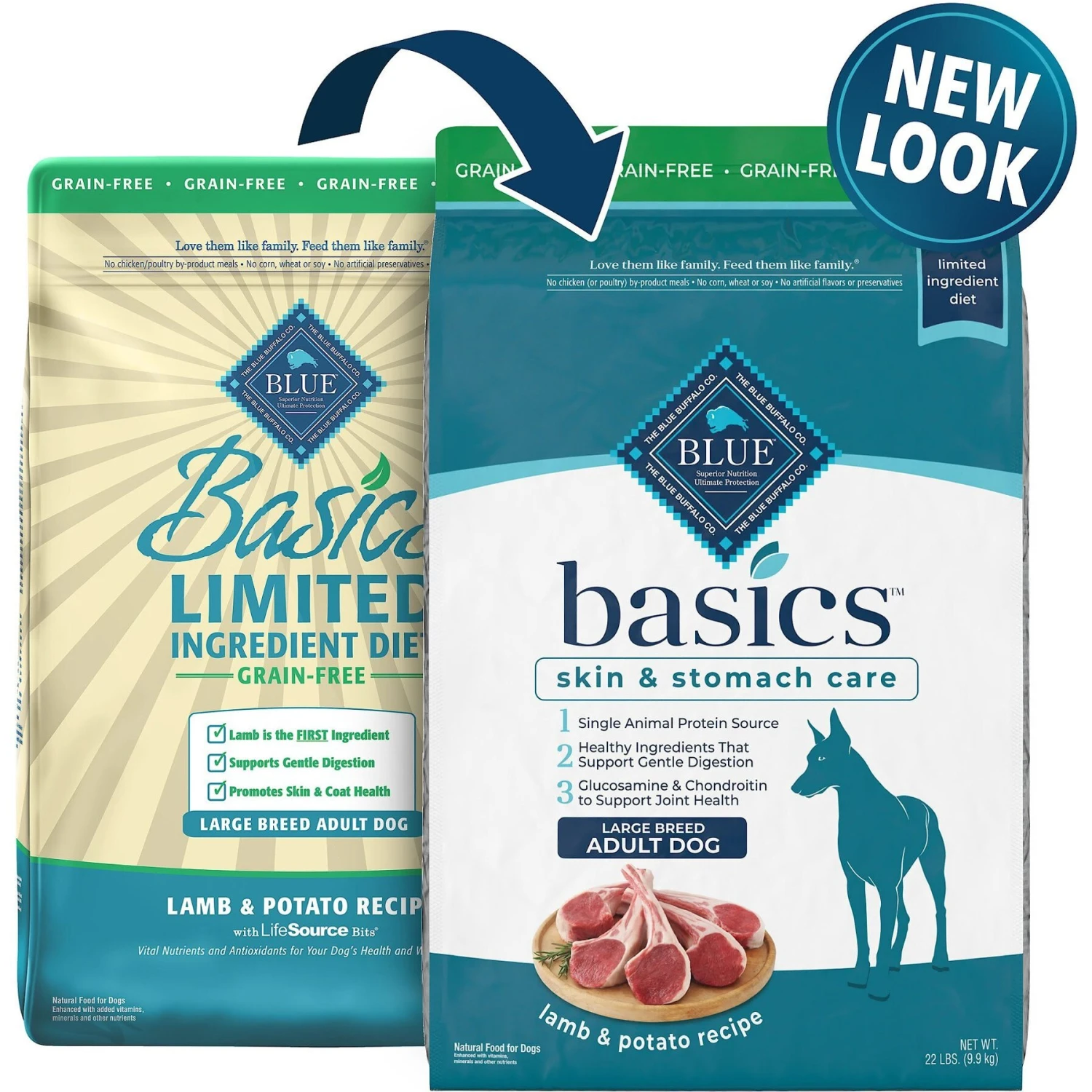 Blue Buffalo Basics Skin & Stomach Care Grain-Free Formula Lamb & Potato Recipe Large Breed Adult Dry Dog Food 4 Blue Buffalo Basics Skin & Stomach Care Grain-Free Formula Lamb & Potato Recipe Large Breed Adult Dry Dog Food - Image 2