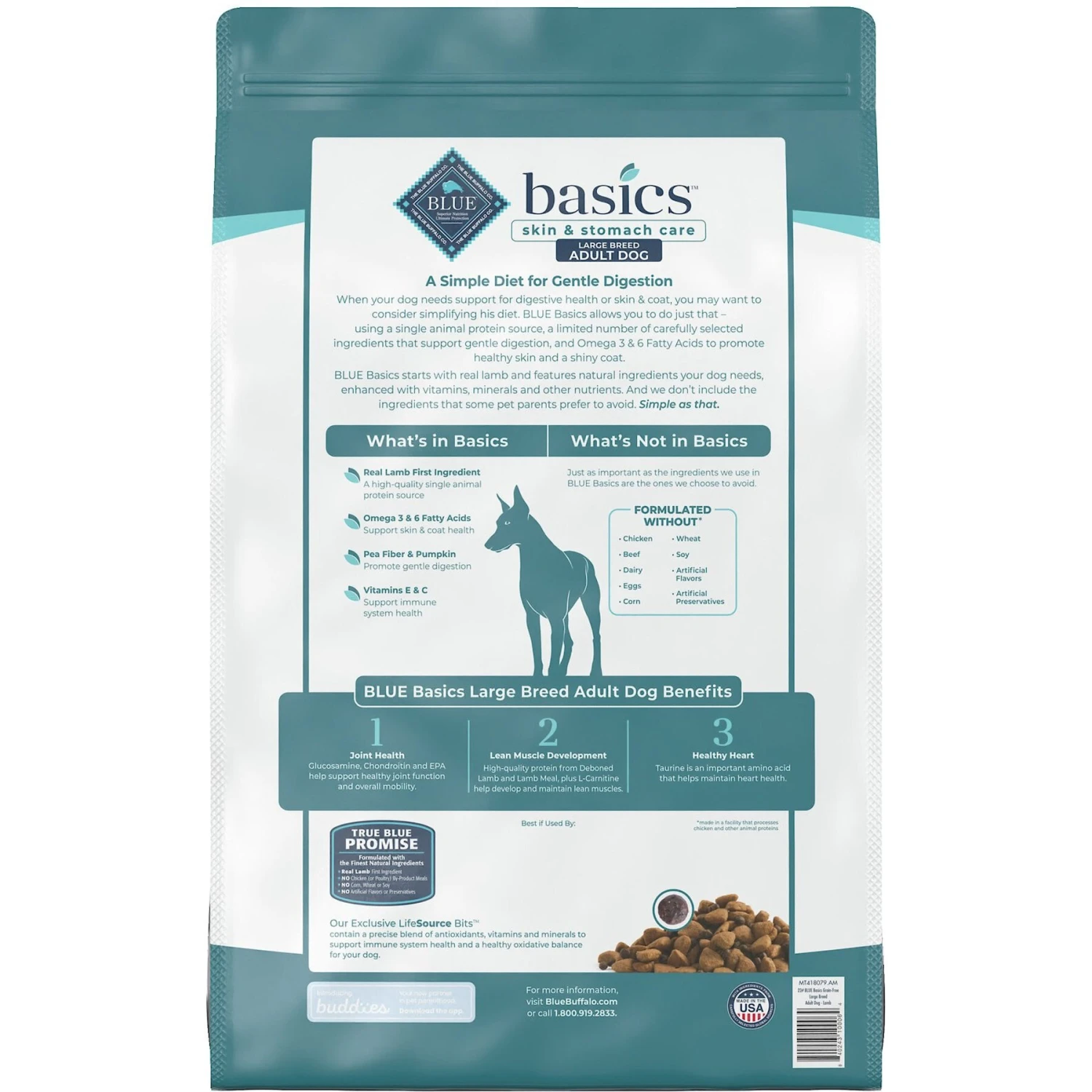 Blue Buffalo Basics Skin & Stomach Care Grain-Free Formula Lamb & Potato Recipe Large Breed Adult Dry Dog Food 5 Blue Buffalo Basics Skin & Stomach Care Grain-Free Formula Lamb & Potato Recipe Large Breed Adult Dry Dog Food - Image 3