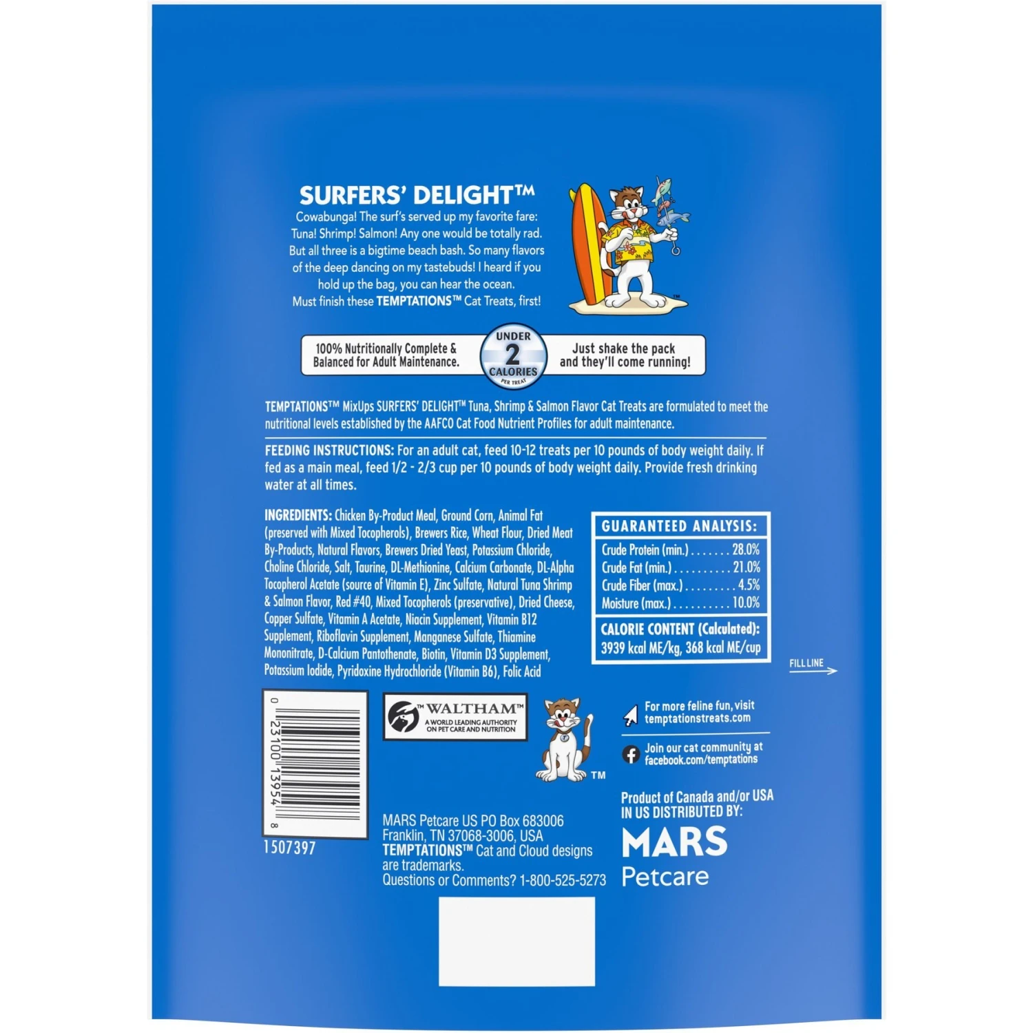 Temptations MixUps Surfers' Delight Flavor Soft & Crunchy Cat Treats & Temptations MixUps Purricorn Chicken Dairy & Shrimp Flavors Crunchy & Soft Cat Treats, 3-oz Bag 5 Temptations MixUps Surfers' Delight Flavor Soft & Crunchy Cat Treats & Temptations MixUps Purricorn Chicken Dairy & Shrimp Flavors Crunchy & Soft Cat Treats, 3-oz Bag - Image 3