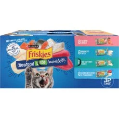 Purina Friskies Seafood Favorites Wet Cat Food Variety Pack, 5.5-oz Can, Case Of 32