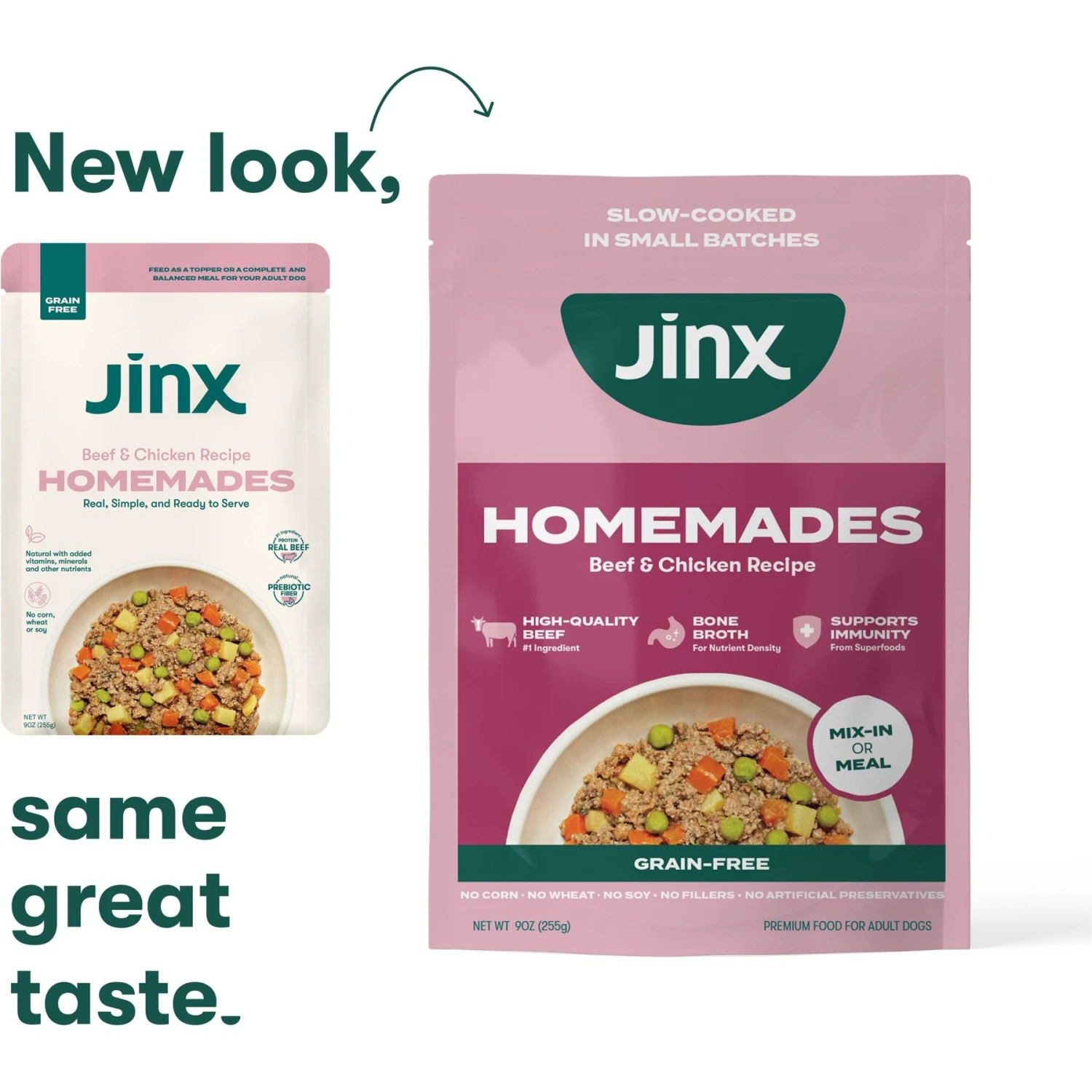 Jinx Beef & Chicken Homestyle Grain-Free Wet Dog Food, 9-oz Pouch, Case Of 12 4 Jinx Beef & Chicken Homestyle Grain-Free Wet Dog Food, 9-oz Pouch, Case Of 12 - Image 2