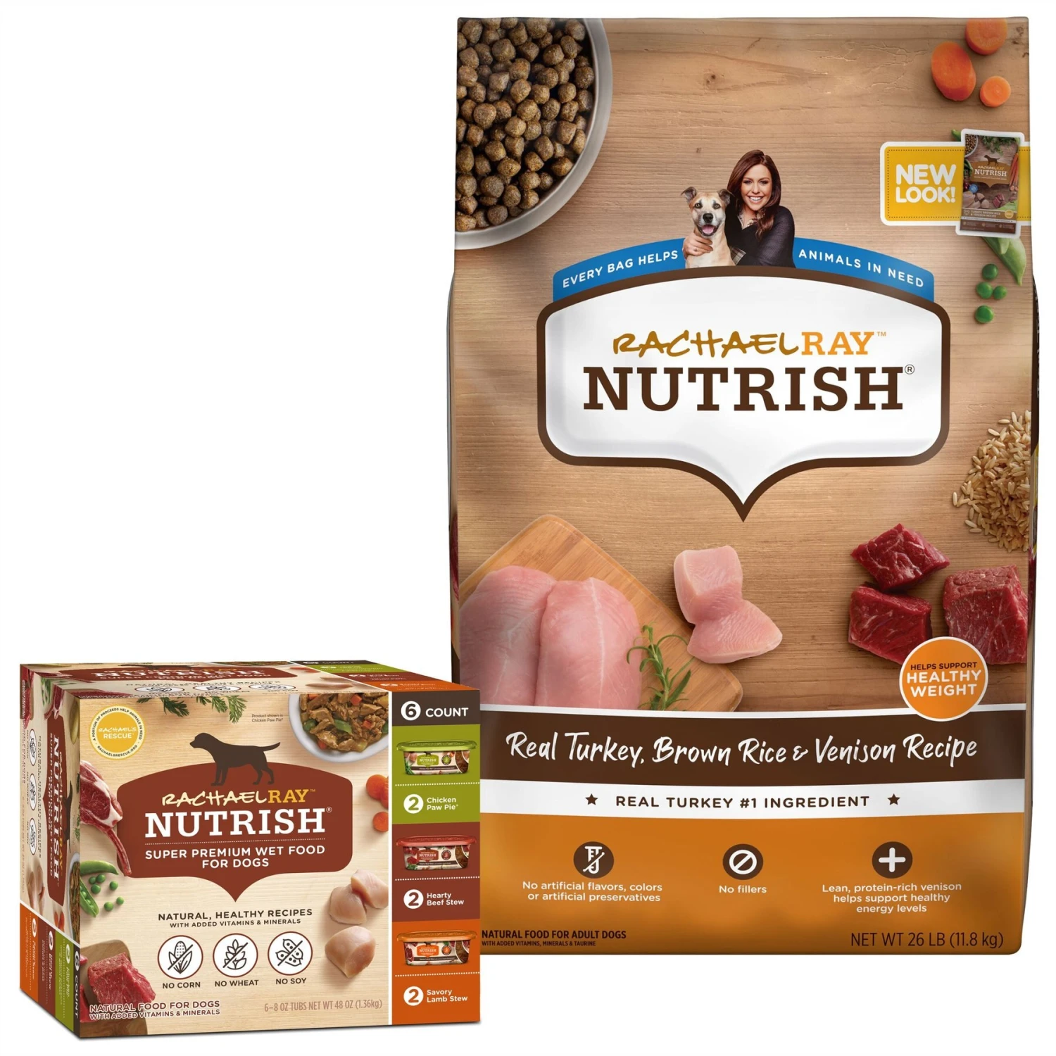 Rachael Ray Nutrish Real Turkey, Brown Rice & Venison Recipe Health Weight Dry Dog Food & Rachael Ray Nutrish Natural Variety Pack Wet Dog Food 3 Rachael Ray Nutrish Real Turkey, Brown Rice & Venison Recipe Health Weight Dry Dog Food & Rachael Ray Nutrish Natural Variety Pack Wet Dog Food