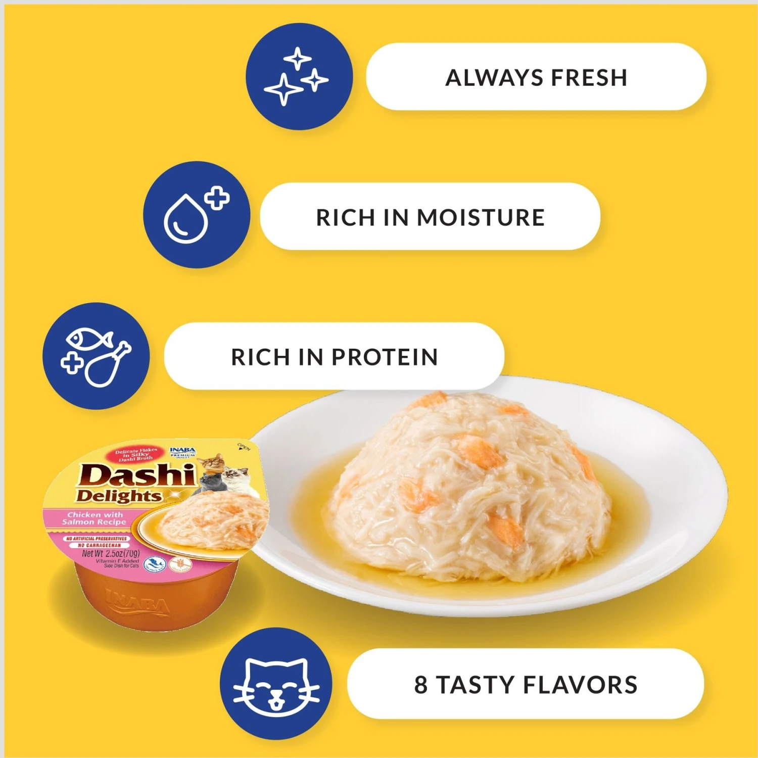 Inaba Dashi Delights Chicken With Tuna & Salmon Flavored Bits In Broth Cat Food Topping 6 Inaba Dashi Delights Chicken With Tuna & Salmon Flavored Bits In Broth Cat Food Topping - Image 4